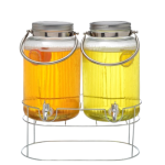 ORCHID DUAL 6L GLASS DISPENSER WITH METAL HANDLE AND STAND