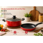 Basix 2 pcs Casserole set  W/Lid 24 Cm + Frypan 26 Cm