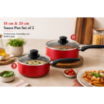 Basix 2 pcs Saucepan set  W/Lid 18 Cm + 20 Cm